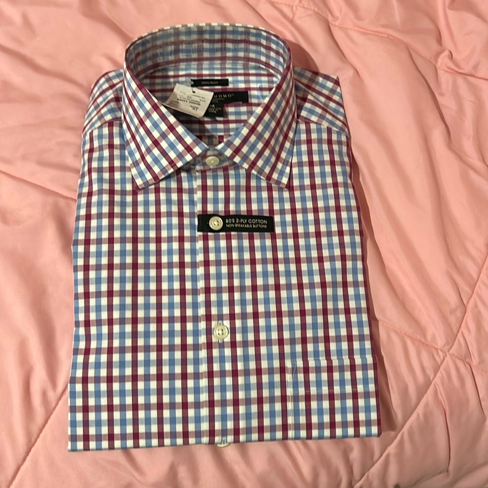 Pronto Uomo (NEW WITH TAGS)  Red and Blue Dress Shirt Classic Checkered Design